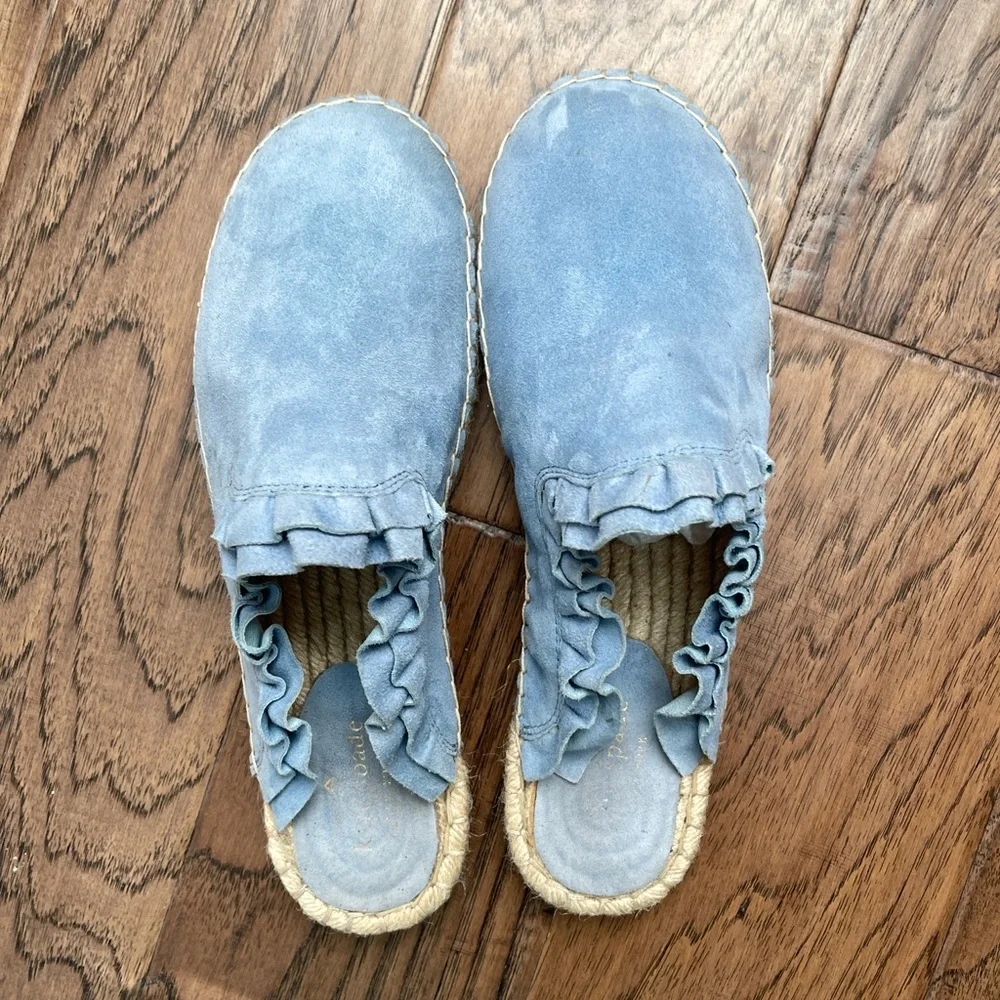 Kate Spade New York Laila Blue Bird Suede Espadrille Slip-On Mule Shoes 9.5 NWOT - Picture 4 of 10